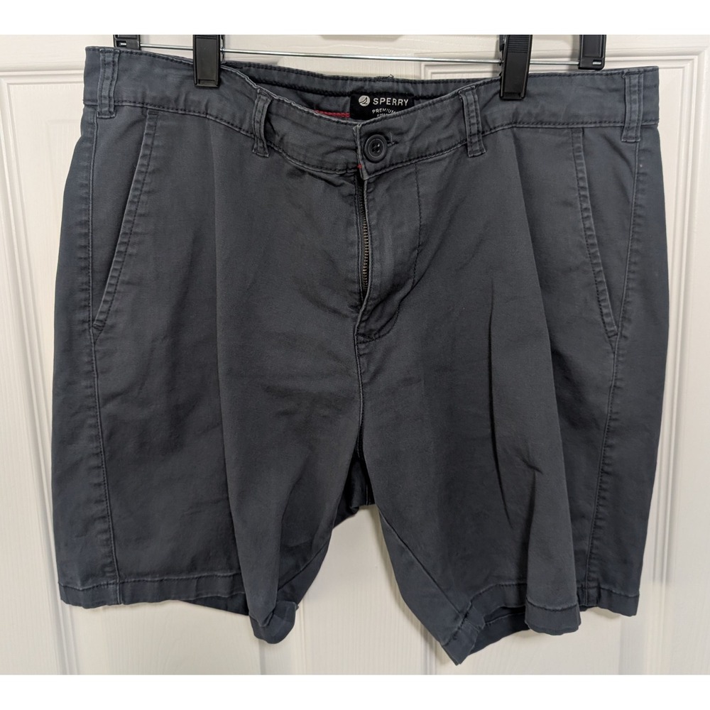 Sperry Premium Apparel Mens 32 Chino Shorts Dark Flat Front Casual Cotton